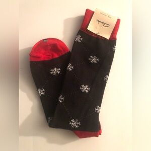 Clarks Red and Black Snowflake Socks